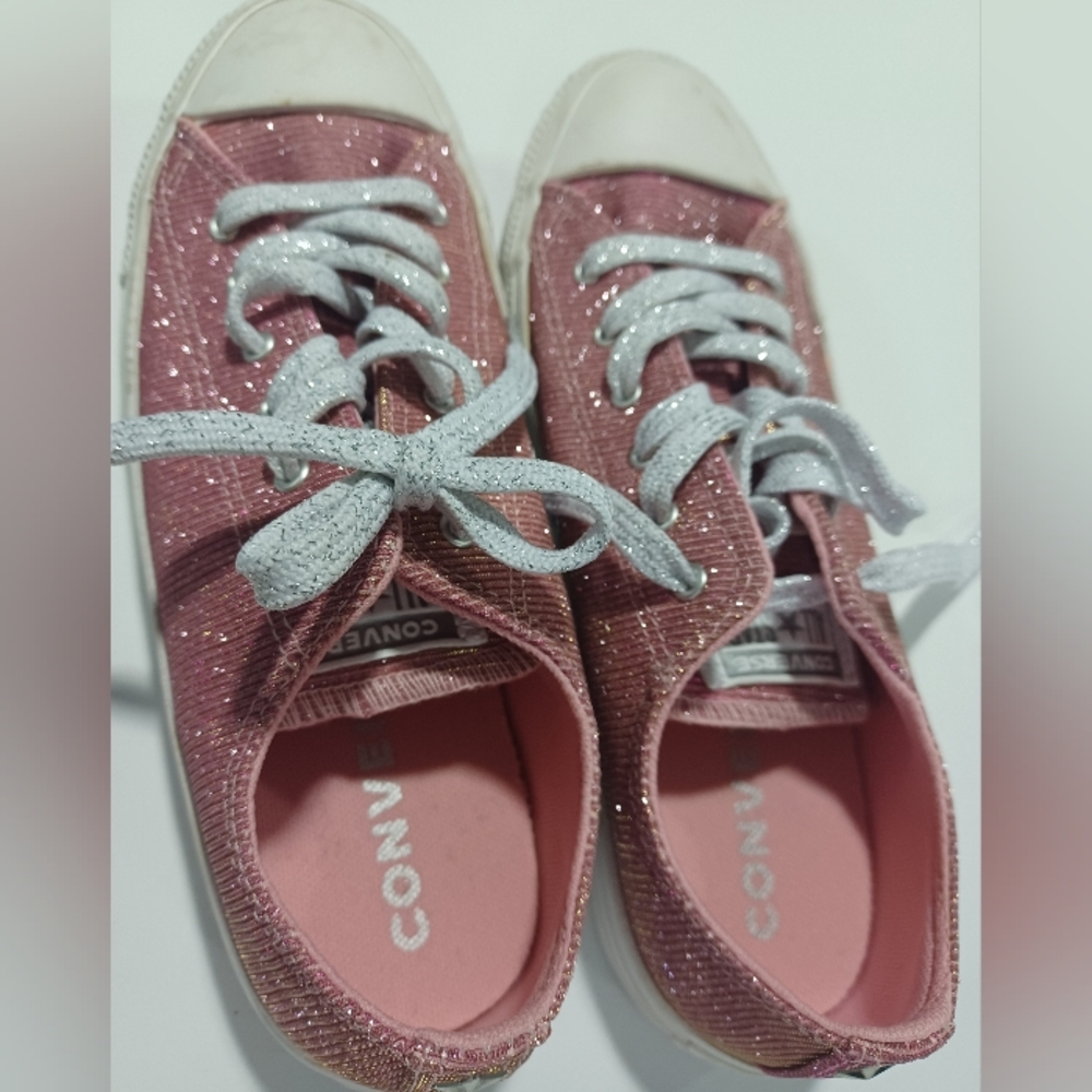 Sold- Pink Glitter Converse All Stars Sneakers - Picture 7 of 7